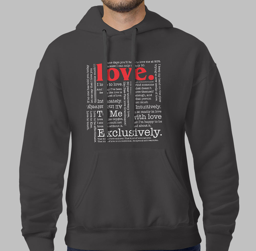 Asphalt Gray Love Hoodie
